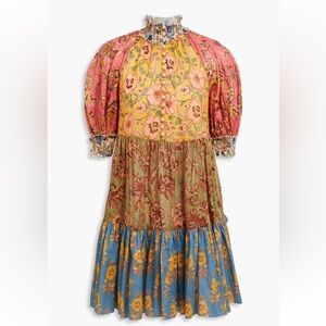 Zimmermann Tiered Floral Print Cotton Mini Dress